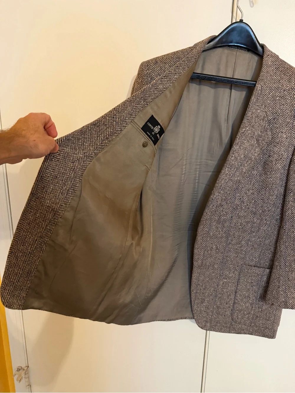 Tailored Brown Herringbone Men's Blazer
